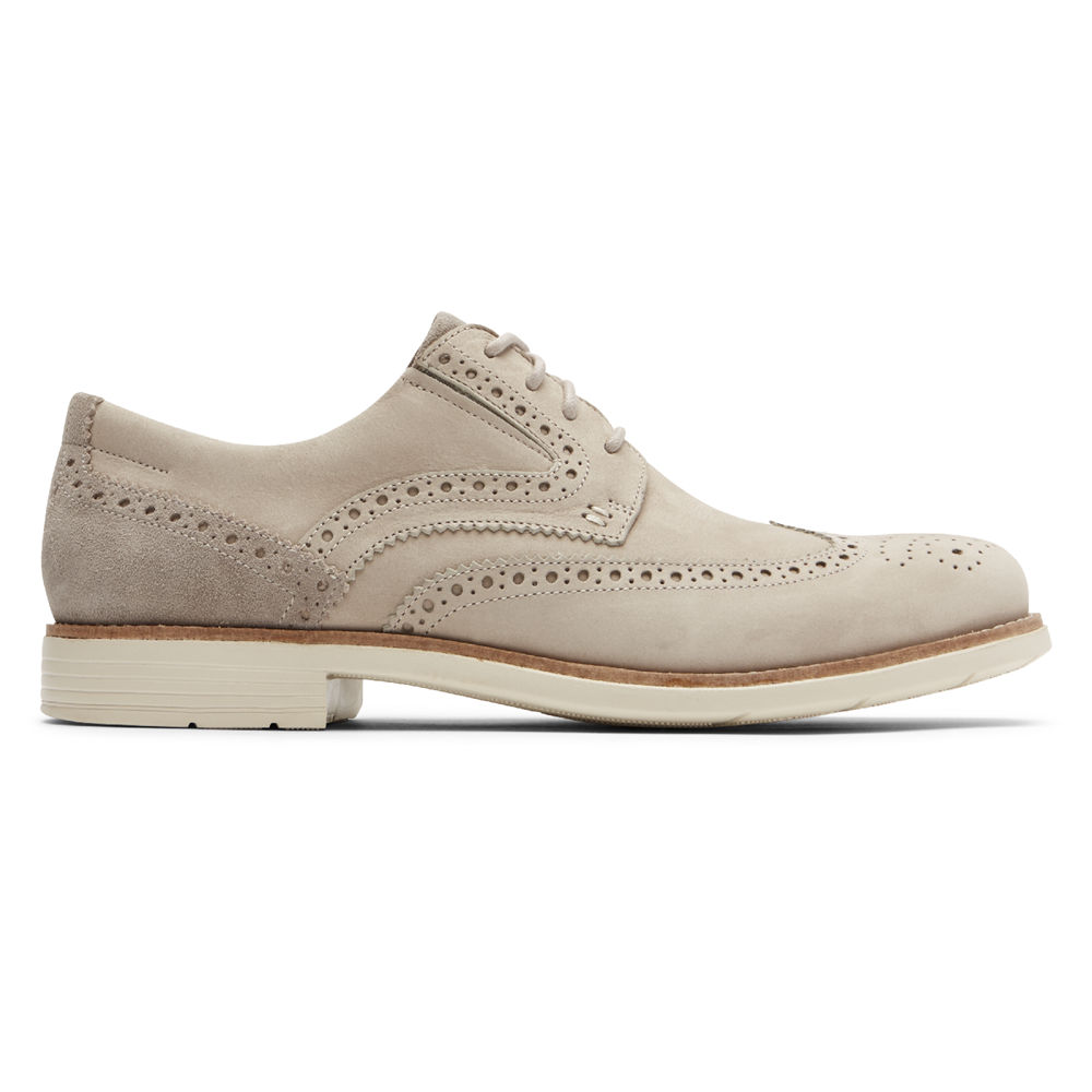 Zapatillas Rockport Hombre Mexico - Total Motion Classic Dress Wingtip Beige - XSFKV8021